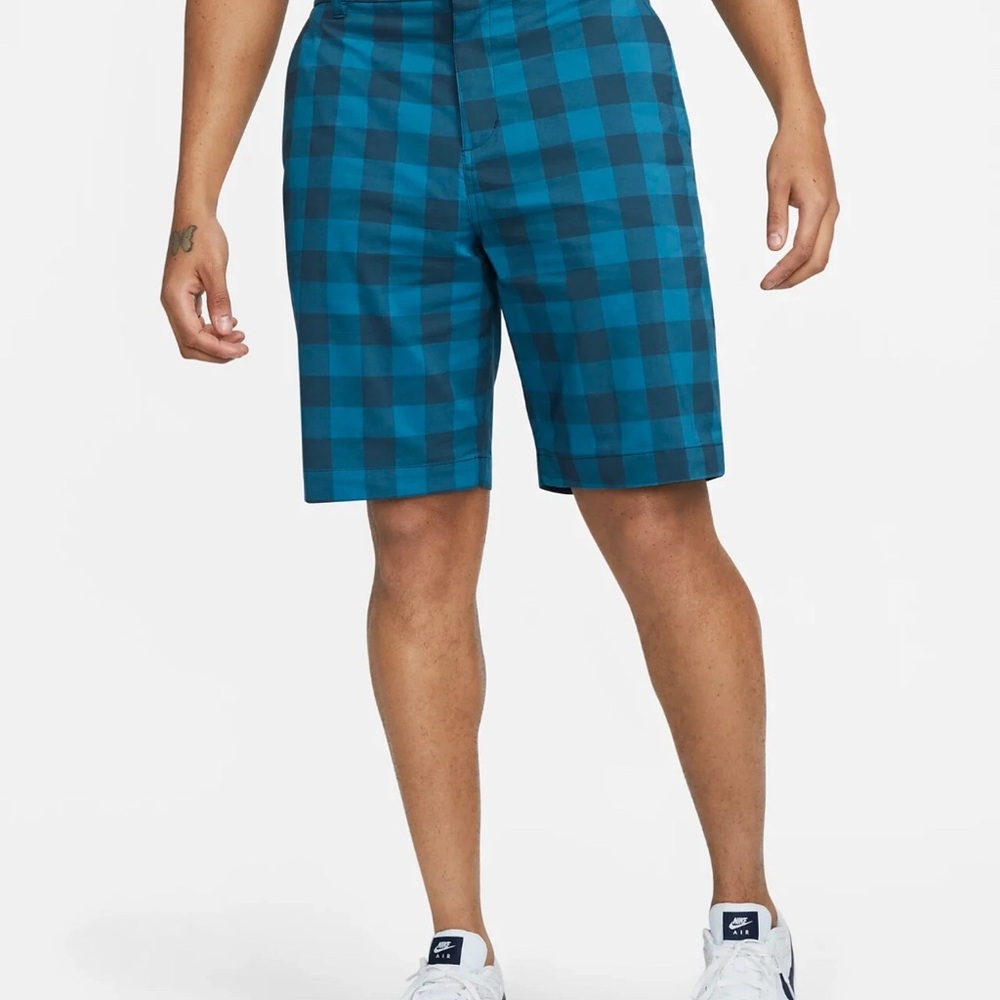 Nike Dri-FIT UV Men’s 38 Plaid Golf Chino Shorts Armory Navy/Marina